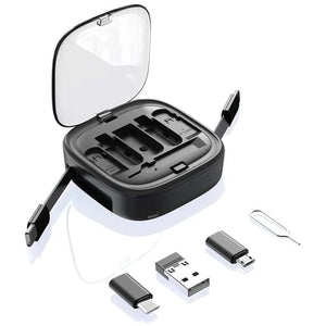 Customized Design 3 in 1 Retractable Charging Cable USB C to USB Adapter OTG Kit with Data Transfer Card Slot Phone Holder